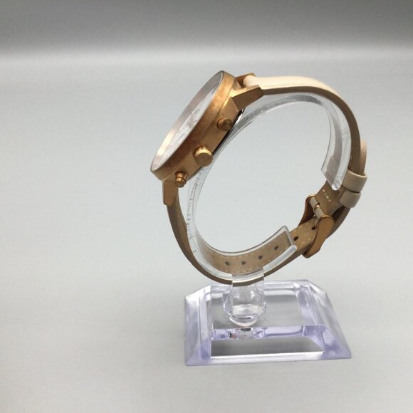 MVMT Nova Luna Watch Women Gold Tone Beige Leather Band Chronograph New Battery - Picture 5 of 15